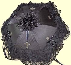 Funeral second line umbrella for celebrating death New Orleans ... Gothic Umbrella, Black Parasol, Lace Umbrella, Lace Parasol, Style Steampunk, Victorian Goth, Gothic Accessories, Victorian Lace