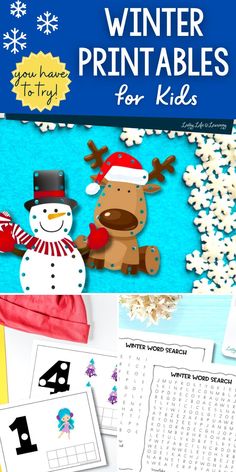 the winter printables for kids are shown here