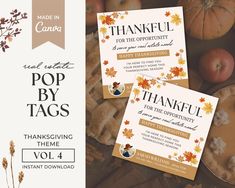 thanksgiving party flyer with pumpkins and pies