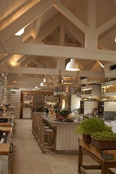 a large kitchen with lots of counter space