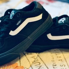 Never Worn Black Vans Size 4 Vans Black Skate Shoes For School, Van Color, New Vans, Black Vans, Vans Black, Vans Shoes, Wearing Black, Kids Shoes, Shoes Sneakers