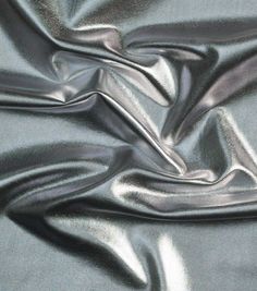 the fabric is shiny and silver in color