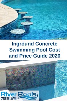 a swimming pool with the words inground concrete swimming pool cost and price guide