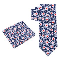 Red, Blue and White Small Flowers Tie Add a touch of elegance to any outfit with our blue and red floral tie. Made from high-quality silk, this tie features a striking floral pattern in shades of blue and red that is sure to turn heads. The bold colors and intricate design make it the perfect accessory for any formal occasion, from weddings to business meetings. The floral motifs are arranged seamlessly and gives a versatile look, can match with different types of suites and shirts. Upgrade your collection with this beautiful tie, and make a fashion statement wherever you go. Order yours today and get ready to receive compliments! Choose From: Single Tie Tie and Pocket Square Material of Tie and Square: 100% Silk Dimensions of Pocket Square: 10.5” Inches x 10.5” Inches Length of Tie: Regul Elegant Blue Cotton Suit And Tie Accessories, Formal Cotton Ties With Floral Print, Elegant Blue Cotton Ties, Summer Formal Ties With Floral Print, Red Tie As A Summer Gift, Elegant Red Ties For Spring, Blue Floral Print Suit And Tie Accessories For Business, Classic Floral Print Ties For Summer, Elegant Red Spring Tie