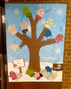 a bulletin board with an image of a tree