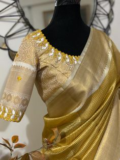 *Premium Collection* Banarasi golden double shaded   Tissue saree with self weaving stripes  on all over the saree Rich  weaving saree is done with fall pico and fancy tassels  Teamed with brocade  blouse piece having beautiful embroidery and fancy hangings for blouse with ropes party wear for weddings and receptions cocktail saree u will love it Gold Tussar Silk Pre-draped Saree With Pallu, Gold Tussar Silk Pre-draped Saree With Zari Weaving, Gold Anarkali Banarasi Silk Pre-draped Saree, Gold Slub Silk Lehenga For Wedding, Gold Handloom Pre-draped Saree For Wedding, Designer Yellow Slub Silk Blouse Piece, Gold Slub Silk Lehenga With Zari Work, Gold Raw Silk Pre-draped Saree With Zari Work, Gold Pre-draped Raw Silk Saree With Zari Work