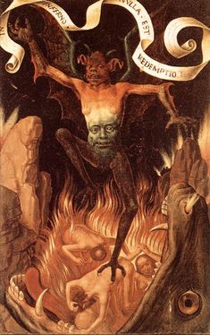 an image of a demon on fire with words above it that read,'the devil is