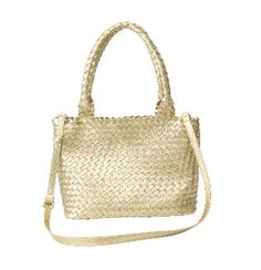 Elevate your style with this Keva Braided Tote! This chic and versatile tote features a unique braided design, adding a touch of sophistication to any outfit. With its spacious interior and durable construction, it's perfect for your daily essentials on-the-go. Upgrade your wardrobe with the Keva Braided Tote now! Daily Use Braided Top Handle Shoulder Bag, Braided Double Handle Shoulder Bag For Shopping, Chic Rectangular Braided Bags, Chic Braided Straw Bag, Chic Braided Rectangular Bag, Gold Woven Leather Bag For Everyday Use, Chic Braided Bucket Bag For Travel, Braided Shoulder Bag With Double Handle For Daily Use, Chic Everyday Braided Straw Bag