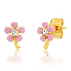 This sweet enamel flower stud is a great way to celebrate spring! Gold plated brass, CZ, enamel Available in: Red, White and Pink SKU: TE-2842 Pink Enamel Jewelry With Flower Charm, Pink Enamel Flower-shaped Jewelry, Flower Shaped Enamel Pin For Gift, Enamel Jewelry For Spring Gifts, Spring Enamel Jewelry As Gift, Spring Enamel Jewelry For Gifts, Elegant Pink Enamel Pin For Gift, Spring Gift Enamel Jewelry, Spring Flower Enamel Pin For Gift