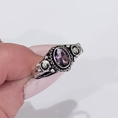 Beautiful Handmade Amethyst Gemstone 925 Silver Ring Sz 8.75- Sy-84640 The Item You See Is The Exact Piece You Will Receive-Excellent Quality & Design~ Brand New-Amethyst Gemstone-925 Sterling Silver Stamped-Vintage/Antique Style-Handmade Please See Photos For Shape/Curves/Condition/Colors/Texture/Style/Design/Engraving Size 8.75 Silver Oval Amethyst Ring With Gemstone Accents, Oval Silver Amethyst Ring With Gemstone Accents, Classic Silver Amethyst Ring With Gemstone Accents, Silver Amethyst Ring Stamped 925, Purple Sterling Silver Birthstone Ring With Gemstone Accents, Sterling Silver Crystal Ring With Purple Stone Setting, Purple Sterling Silver Crystal Ring With Stone Setting, Purple Crystal Ring With Stone Setting In Sterling Silver, Purple Crystal Ring With Sterling Silver Setting