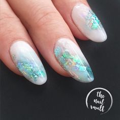 Marble Opal Nails, Nail Art Encapsulated, Opal Flake Nails, Abalone Nail Art, Opal Nails Gel, Opal Nails Acrylic, Opal Nail Designs