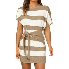 Nwt!! Xl Apbondy Women's Crewneck Striped Short Sleeve Dress In Khaki . Same Next-Day Shipping White Knit Crew Neck Dress, White Knit Dress With Crew Neck, White Knit Mini Dress For Vacation, Casual Beige Sweater Dress For Summer, Chic Beige Crew Neck Dress, White Chic Crew Neck Mini Dress, White Knit Short Sleeve Dress, White Knit Dress With Short Sleeves, Casual White Sweater Dress For Day Out