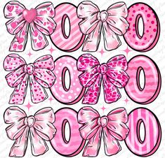 pink and white bow clipart with the word booooo on it's side