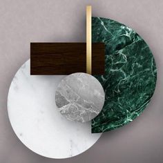 an abstract marble and wood design with gold accents