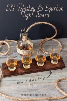 the diy whiskey and bourbon flight board