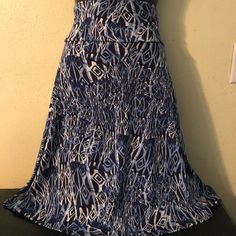 This Is A Gorgeous Skirt By Lularoe! It Is A Beautiful Navy Blue And White. It Is Brand New Without Tags. Is Is Size Xs And Made Very Cute. W Blue Fitted Casual Maxi Skirt, Blue Stretch Maxi Skirt With Lining, Stretch Blue Lined Maxi Skirt, Fitted Blue Skirt With Wide Waistband, Casual Blue Stretch Maxi Skirt, Blue Stretch Skirt With Wide Waistband, Blue Stretch Tiered Skirt, Lularoe Skirts, White Skirt