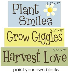 three different types of plants and flowers with the words plant smiles, grow giggles, harvest love