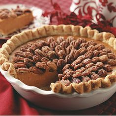 PumpkinSweet Potato Pie with Sugared Pecans Recipe Taste of Home Gluten Free Pecan Pie Recipe, Dairy Free Pecan Pie, Pecan Pie Thanksgiving, Low Carb Pecan Pie, Gluten Free Desserts Thanksgiving, Gluten Free Pecan Pie, Sweet Potato Pumpkin, Almond Flour Pie Crust, Gluten Free Pecan