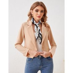 Elevate your professional attire with the WhizMax Women's Open Front Blazer, a quintessential piece for any fashion-forward career woman. This blazer is meticulously designed with a notched lapel and a chic cropped length, making it a versatile addition to your wardrobe.

- **Color**: Apricot
- **Size**: 2XL
- **Material**: 95% Polyester, 5% Spandex
- **Gender**: Female
- **Sleeve Type**: Long Sleeve
- **Design**: Open Front, Notched Lapel

Crafted from a soft blend of polyester and spandex, thi Female Features, Modern Workplace, Sleeve Bolero, Bolero Top, Female Sleeve, Lapel Design, Wardrobe Color, Cropped Blazer Jacket, Cropped Cardigan Sweater