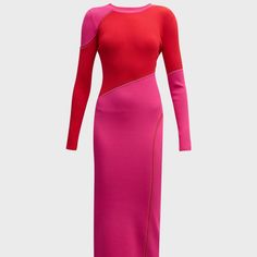 This Dress Has Been Worn One Time. Fitted Red Color Block Dress, Red Fitted Color Block Dress, Fitted Color Block Red Dress, Fitted Color Block Evening Dress, Fitted Color Block Dress For Evening, Fitted Color Block Midi Dress, Chic Fitted Color Block Midi Dress, Milly Dresses, Milly Dress