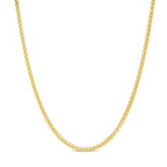 With an enchanting woven designed to look like grains of wheat, this chain captivates. Fashioned in warm 14K gold, this 1.5mm wide wheat chain is lovely alone or paired with a favorite charm. Buffed to a bright luster, this 18.0-inch style secures with a lobster claw clasp. Classic Rope Chain Necklace With Wheat Link, Classic Yellow Gold Wheat Chain Rope Necklace, Elegant Yellow Gold Rope Chain Necklace With Curb Detail, Classic Yellow Gold Wheat Chain Necklace, Gift Rope Chain Necklace With Wheat Link, Elegant Yellow Gold Curb Chain Necklace, Gift Wheat Link Rope Chain Necklace, Classic Gold Rope Chain Necklace With Wheat Detail, Classic Yellow Gold Chain Necklace With Wheat Chain