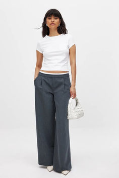 Elastic Cotton Detailed Suit Pants Gray Wide Leg Pants For Business Casual, Gray Cotton Wide Leg Workwear Pants, Gray Cotton Wide Leg Pants For Work, Gray Casual Wide Leg Business Casual Pants, Casual Gray Wide Leg Pants For Business, Casual Gray Wide Leg Business Pants, Suit Pants, Side Zipper, Wide Leg