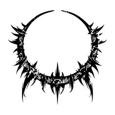 an artistic black and white circle with spikes