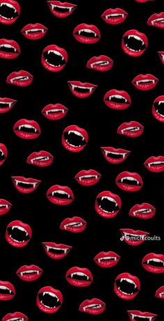 many red lips with their mouths open on a black background that is very similar to the image above