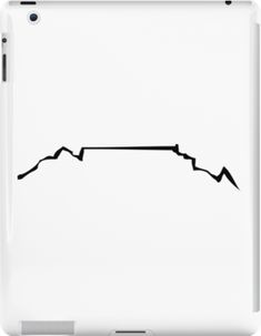 a black and white drawing of a mountain with a line going through it ipad case / skin