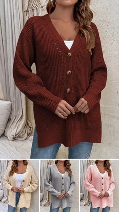 Fall trendy red kinitted cardigan outfits for women, knitted patchwork cardigans idea, get fresh new color red cardigan/ navy blue cardigan/ maroon cardigan/ crem cardigan/ green cardigan/ leopard cardigan outfits. Winter Button-up Cardigan With Buttons, Fall V-neck Cardigan With Buttons, V-neck Button Closure Sweater Coat For Fall, V-neck Sweater With Buttons For Fall, V-neck Sweater Coat With Button Closure For Fall, Fall V-neck Sweater Coat With Button Closure, V-neck Sweater With Button Cuffs For Fall, Cozy V-neck Sweater Coat With Buttons, Cozy Button-up Fall Sweater