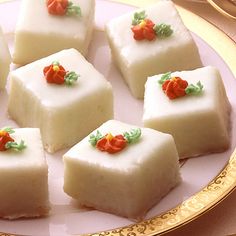 small pieces of white cake on a plate