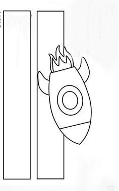 a line drawing of a cartoon character peeking out from behind a tall column with flames on it