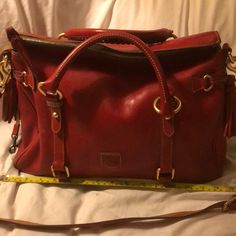 All Leather Red Dooney In Great Condition Elegant Red Bag With Brass Hardware, Red Travel Bag With Brass Hardware, Classic Red Bags With Brass Hardware, Red Purse, Red Purses, Dooney & Bourke Bags, Rebecca Minkoff Mac, Dooney Bourke, Womens Tote Bags