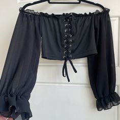 Black Off The Shoulder Shirt From Shein. Never Worn And In Brand New Condition. Size S. Bundle Discount For Any Listing Marked With Message In My Closet. Get Any 3 Items For $20, 4 For $25, Etc. Black Gothic Crop Top For Spring, Gothic Black Crop Top For Spring, Black Gothic Blouse For Spring, Gothic Black Blouse For Spring, Diamonds Outfit, Black Zip Up Hoodies, Lexy Cross, Black Off The Shoulder Top, Off The Shoulder Shirt