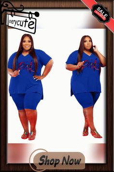 Fashion Women's V-neck Plus Size Casual Two-piece Set Trendy Stretch V-neck Sets, Product Name, Plus Size Casual, Two Piece Sets, Shop Now, Two Piece, Plus Size, V Neck