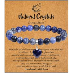 PRICES MAY VARY. [Perfect Jewelry Gifts for Mom] : This blue sodalite bracelet is a charming gift for the people you care about on Mothers day, Birthday, Valentine's Day, Anniversary, Christmas, etc. The natural gemstone bracelet paired with crystal heart-shaped accessories that express love and gratitude, gift boxes and cloth bags for your convenience as gifts. [Heart Charm Bracelet]: The heart shaped stone signifies loyalty, importance and uniqueness. It has romantic quality and is the first c Love Heart Bracelet, Sodalite Bracelet, Black Obsidian Bracelet, Bracelets Style, Heart Bracelets, August Born, Turtle Gifts, Bracelet Love, Blue Sodalite