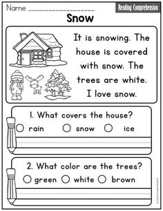 the snow worksheet for children to practice reading and writing with their own words