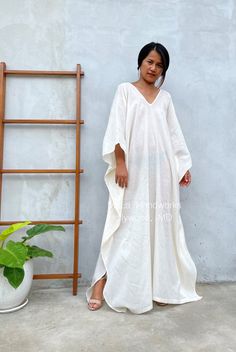 O-12 Natural White Cotton Gauze Kaftan Caftan Long Beach | Etsy White Free Size Maxi Dress For Beach Cover-up, White Tunic Dresses For Beach Season, White Tunic Kaftan For Beach Season, Long White Kaftan For The Beach, White Tunic Beachwear Dress, White Tunic Beach Dress, White Floor-length Maxi Dress For Beach, White Long Beach Cover-up Dress, White Maxi Length Kaftan For Summer