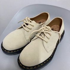 Dr Martens 1461 Iced Women's Oxford Shoes New Color Cream Size Women Us 5 No Original Box Casual Suede Oxfords With Round Toe, Casual Beige Flat Oxfords, White Casual Oxfords With Round Toe, Casual White Oxfords With Round Toe, Casual Beige Oxfords With Flat Heel, Casual Oxfords With Brogue Detailing And Round Toe, Casual Oxfords With Leather Footbed And Round Toe, Casual Beige Closed Toe Oxfords, Casual Beige Oxfords