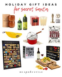 Here's a holiday gift guide with all the best Secret Santa gift ideas. Secret Santa Gift Ideas, Best Secret Santa Gifts, Secret Santa Gift, Santa Gifts, Secret Santa Gifts