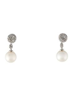 Rhodium-Plated 14K White GoldIncludes Tag Pearl Studs, Rhodium Plated, Jewelry Earrings, Plating, Drop Earrings, White