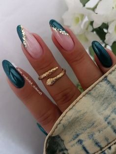 Nagel Pink, Emerald Nails, Nagel Design, Colorful Nails, Makijaż Smokey Eye, Xmas Nails, Prom Nails, Chic Nails