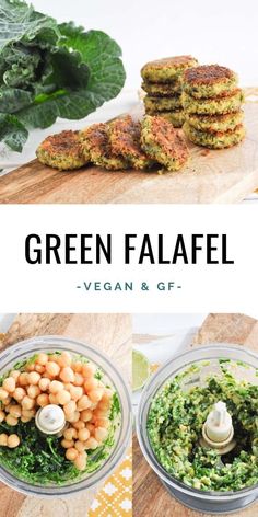 green falafel with chickpeas and spinach in a food processor