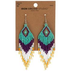 the beaded earrings are designed with beads and fringes