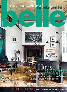 a magazine cover with an image of a living room