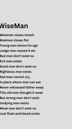 the wise man poem is written in black and white