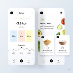 the app is designed to look like it has food items displayed on its screens and in front of them