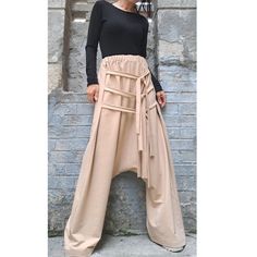 Everyday Beige Drop Crotch Pants/casual Baggy Pants/loose - Etsy Turkey Loose Cotton Pants, Drape Pants, Drop Crotch Pants, Pants Loose, Baggy Pants, Baggy Pant, Pants Casual, Hippie Outfits, Winter 2024