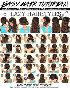 Easy Lazy Hairstyles, 5 Minute Hairstyles, Lazy Hairstyles, Easy Hairstyles For School, Easy Hairstyle, Hair Videos Tutorials, Everyday Hairstyles, Hair Tutorials, Hair Stuff