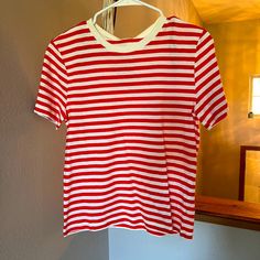 Size Small New With Tags H&m Red Spring Tops, H&m Red Tops For Summer, Red H&m Tops For Spring, H&m Red Tops For Spring, H&m Striped Tops, Red And White Shirt, Red Shirt, Trendy Tops, Summer Outfits Women